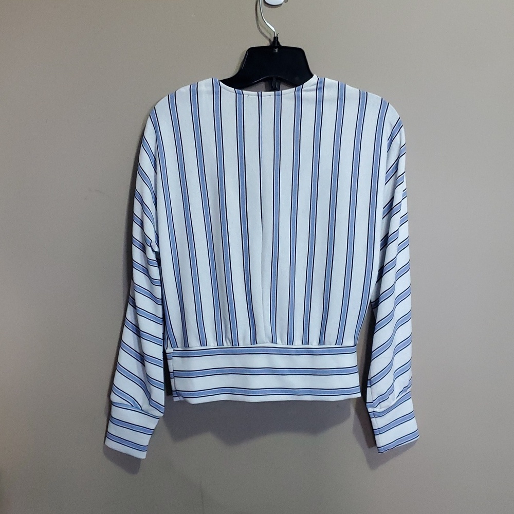 Dynamite Blue and White Striped Wrap Blouse Size Small - Picture 4 of 5